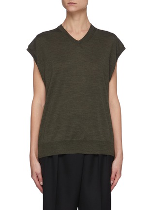 Main View - Click To Enlarge - THE ROW - Cap Sleeved V Neck Merino Wool Knit Top