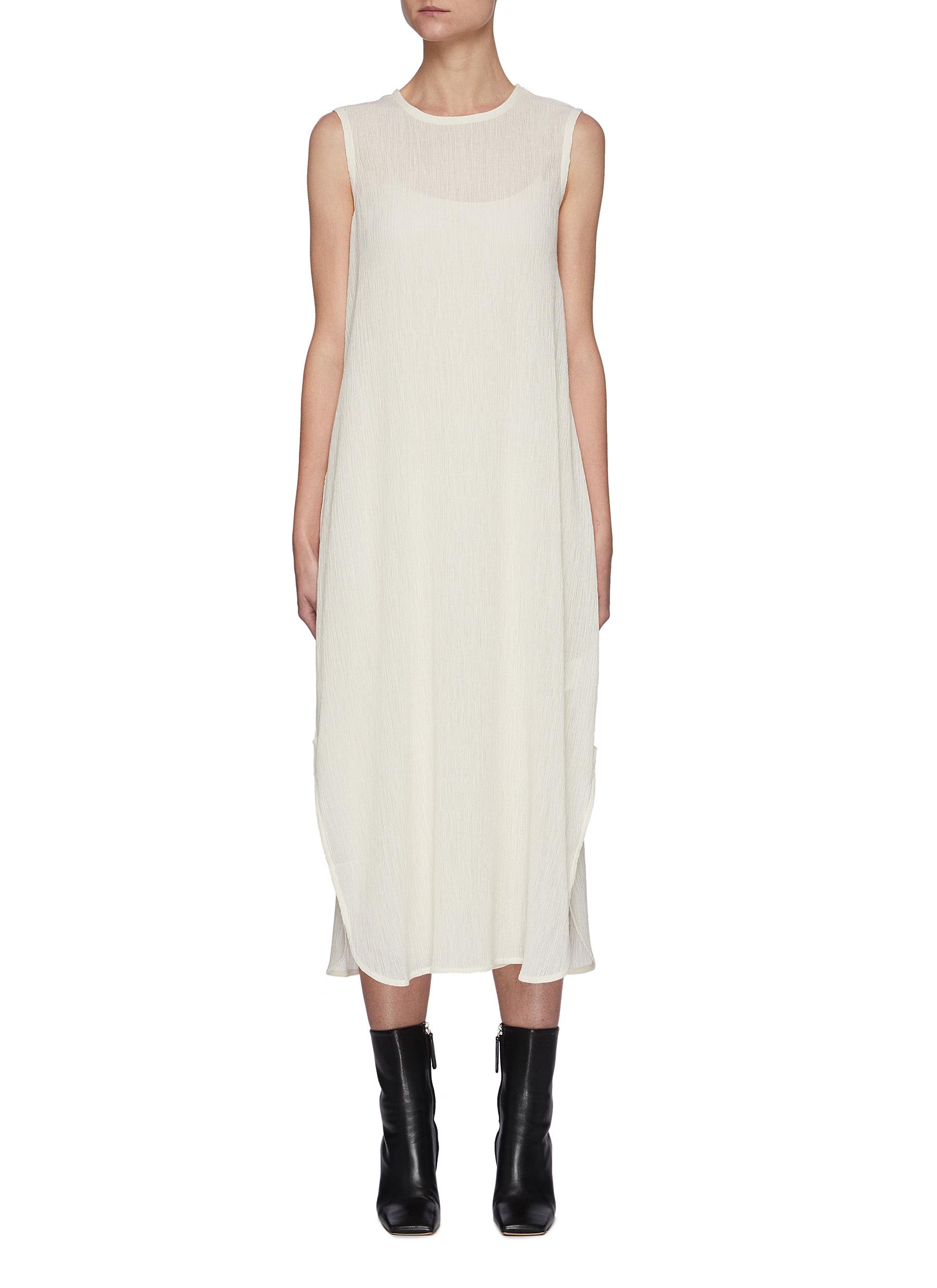 The Row Sleeveless Crewneck Cotton Blend Midi Dress In Neutral ModeSens