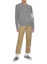 Figure View - Click To Enlarge - THOM BROWNE  - All Over Mr. Thom Embroidery Four Bar Stripe Cotton Sweatshirt