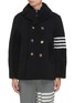 Main View - Click To Enlarge - THOM BROWNE  - UNCONSTRUCTED 4 BAR CLASSIC DYE SHEARLING PEACOAT