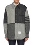 Main View - Click To Enlarge - THOM BROWNE  - Striped Sleeve Button Up Panelled Wool Shirt