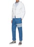 Figure View - Click To Enlarge - THOM BROWNE - Striped Leg Rolled Up Washed Denim Trousers