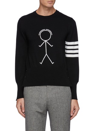 Main View - Click To Enlarge - THOM BROWNE - Mr. Thom Intarsia Merino Wool Sweater