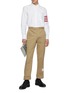 Figure View - Click To Enlarge - THOM BROWNE  - Tri Coloured Four Bar Stripe Oxford Shirt