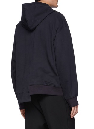 Back View - Click To Enlarge - WOOYOUNGMI - Front Zip Asymmetric Cotton Drawstring Hoodie