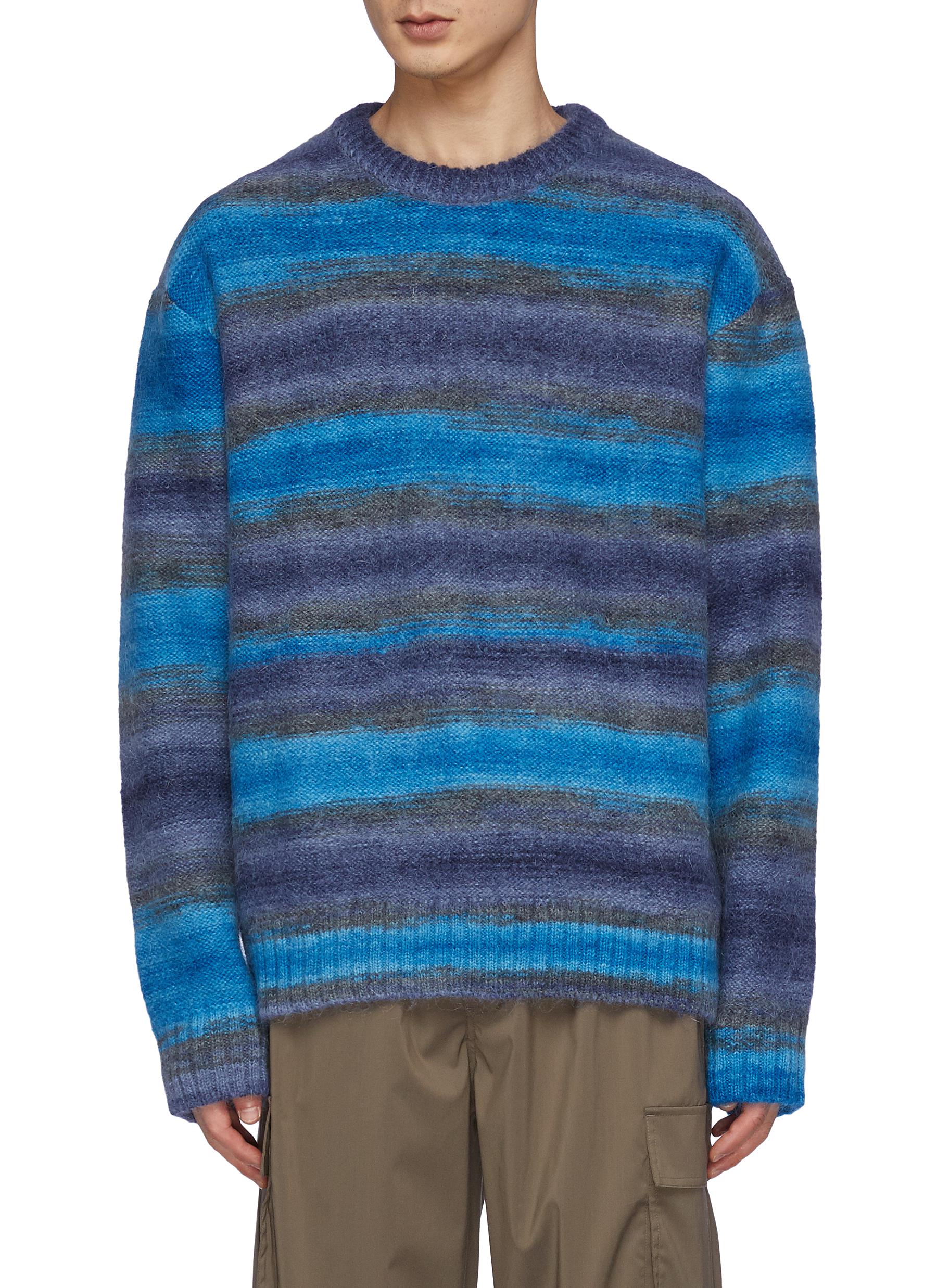 Wooyoungmi Faded Striped Mohair Blend Knit Crewneck Sweater In