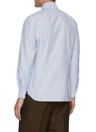 Back View - Click To Enlarge - LARDINI - Spread Collar Striped Cotton Shirt