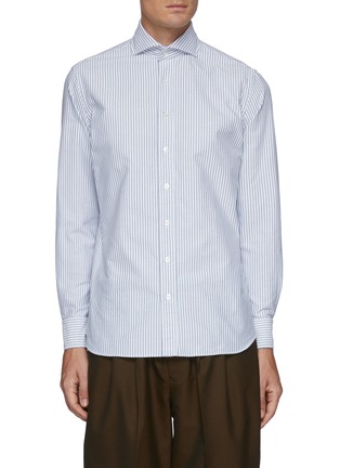 Main View - Click To Enlarge - LARDINI - Spread Collar Striped Cotton Shirt