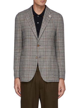 Main View - Click To Enlarge - LARDINI - Chequered Unlined Single Breasted Wool Blend Blazer