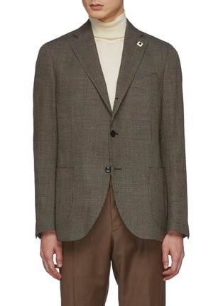 Main View - Click To Enlarge - LARDINI - Patch Pocket Single Breasted Cross Weave Wool Blazer