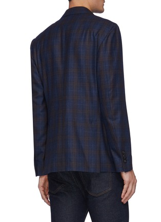 Back View - Click To Enlarge - LARDINI - Windowpane Chequered Unlined Single Breasted Wool Blazer