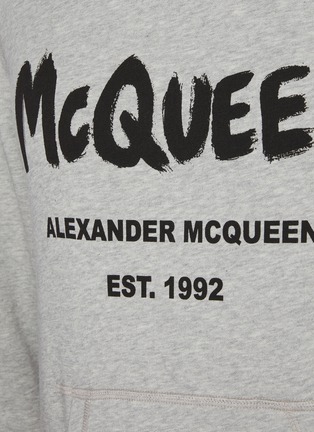  - ALEXANDER MCQUEEN - Graffiti Logo Print Cotton Drawstring Hoodie