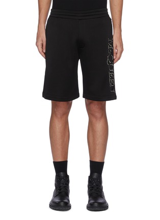 Main View - Click To Enlarge - ALEXANDER MCQUEEN - Side Logo Embroidered Elastic Waist Shorts