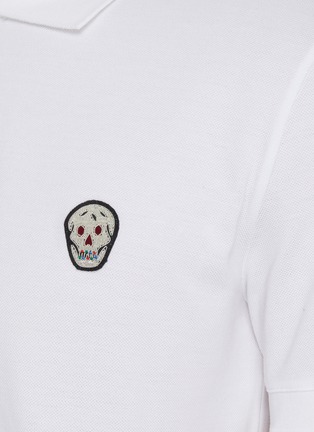  - ALEXANDER MCQUEEN - 'Bullion' Skull Patch Cotton Polo Shirt