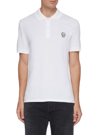 Main View - Click To Enlarge - ALEXANDER MCQUEEN - 'Bullion' Skull Patch Cotton Polo Shirt