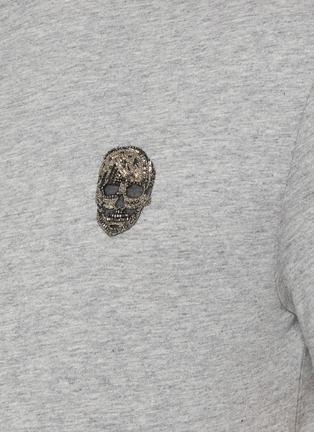  - ALEXANDER MCQUEEN - Sequin Embellished Skull Patch Cotton T-shirt