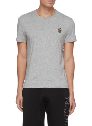 Main View - Click To Enlarge - ALEXANDER MCQUEEN - Sequin Embellished Skull Patch Cotton T-shirt