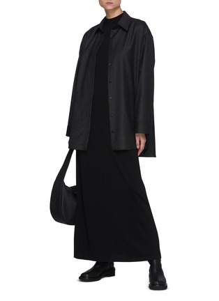 Figure View - Click To Enlarge - THE ROW - Short Sleeved Crewneck Cotton Maxi Dress