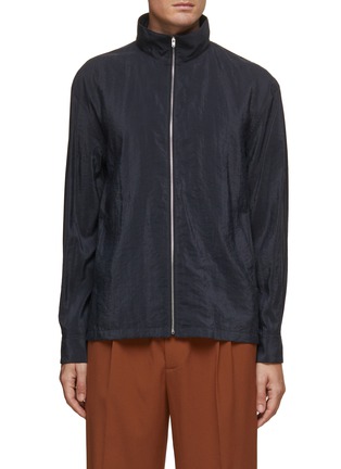 Main View - Click To Enlarge - LEMAIRE - High Neck Silk Blend Zip Up Shirt