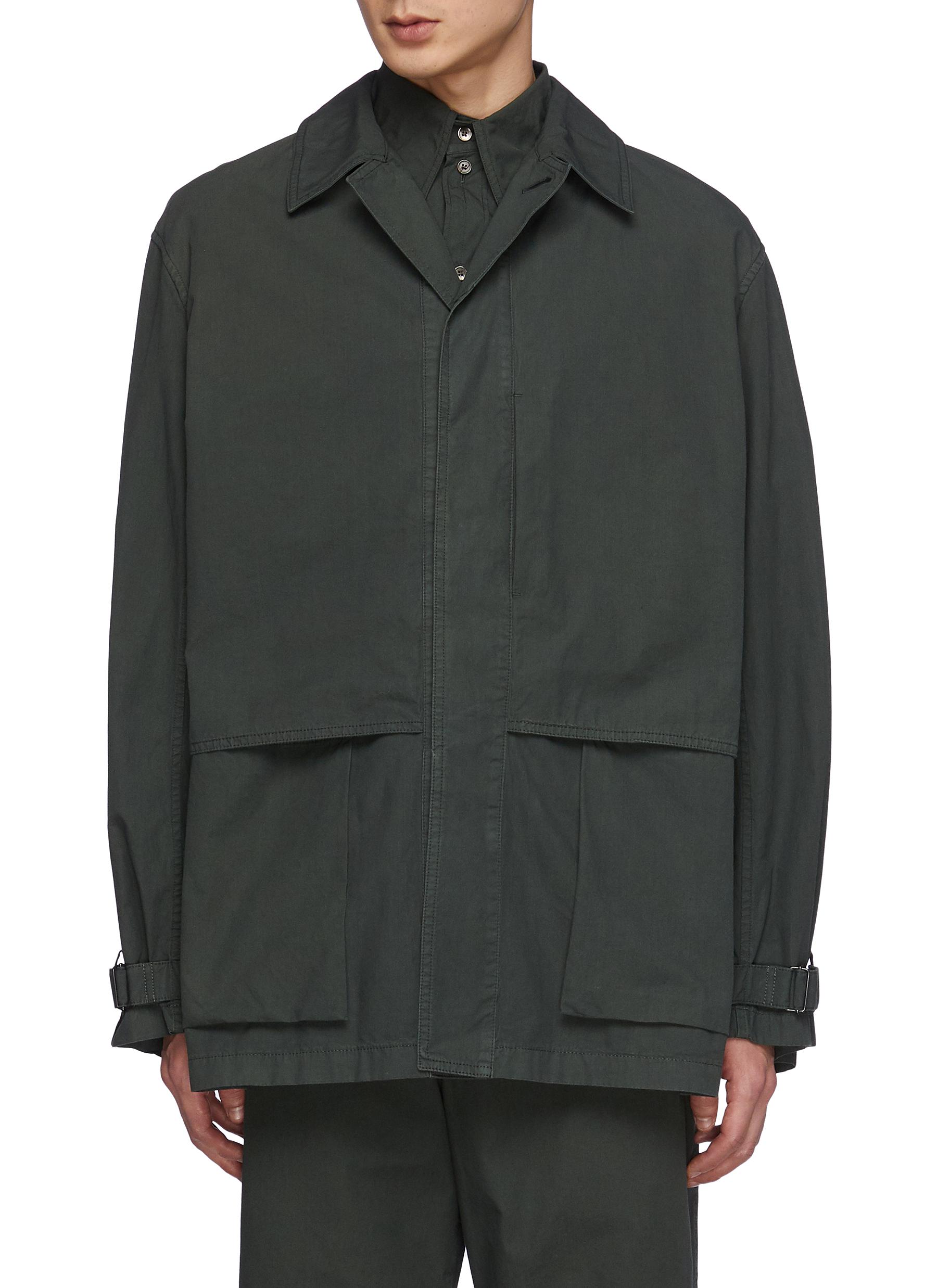 Lemaire Lengthened Storm Flap Cotton Blouson With Adjustable Cuffs