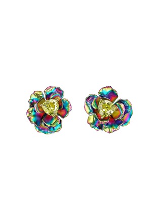 Main View - Click To Enlarge - ANABELA CHAN - Rainbow Rose' Lab-grown Gemstone 18k gold vermeil stud earrings