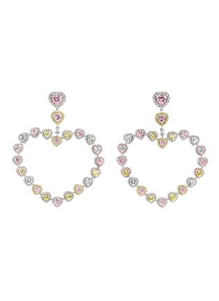 Main View - Click To Enlarge - ANABELA CHAN - Love Heart' Lab-grown gemstone 18k white gold and rhodium vermeil hoop earrings