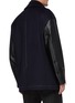 Back View - Click To Enlarge - ALEXANDER MCQUEEN - Leather Sleeved Double Breasted Oversized Peacoat