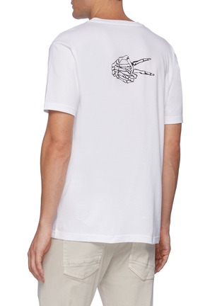 Back View - Click To Enlarge - DENHAM - 'Davis' Back Skeleton Hand Print Organic Cotton T-shirt