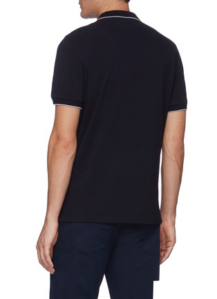 Back View - Click To Enlarge - BRUNELLO CUCINELLI - Logo Embroidered Contrast Trim Cotton Polo Shirt