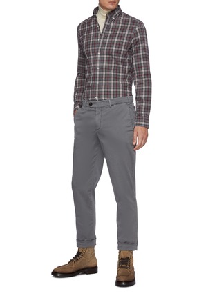 Figure View - Click To Enlarge - BRUNELLO CUCINELLI - Tartan Button Down Cotton Flannel Shirt