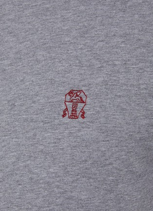  - BRUNELLO CUCINELLI - Logo embroidered cotton T-shirt