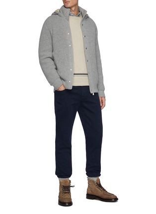 Figure View - Click To Enlarge - BRUNELLO CUCINELLI - Detachable Hood Padded Cashmere Knit Jacket