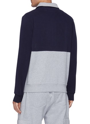 Back View - Click To Enlarge - BRUNELLO CUCINELLI - Half Zip Colourblock Cotton Sweatshirt
