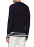 Back View - Click To Enlarge - BRUNELLO CUCINELLI - Striped Ribbed Cable Knit Wool Sweatshirt