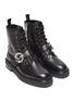 Detail View - Click To Enlarge - JIMMY CHOO -  ''Cora Flat' crystal buckle leather combat boots