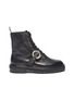 Main View - Click To Enlarge - JIMMY CHOO -  ''Cora Flat' crystal buckle leather combat boots