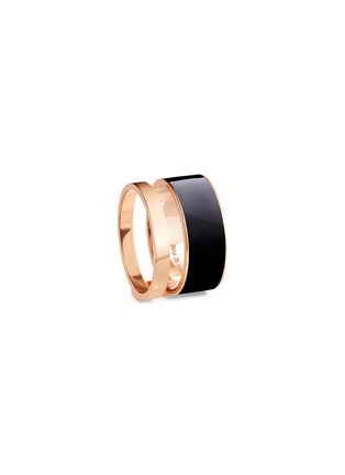 Main View - Click To Enlarge - REPOSSI - 'Berbère chromatic' navy lacquer rose gold two band ring