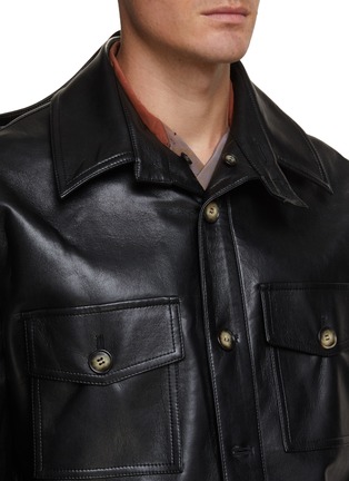 Detail View - Click To Enlarge - NANUSHKA - Detachable Collar Flap Four Pocket Leather Jacket