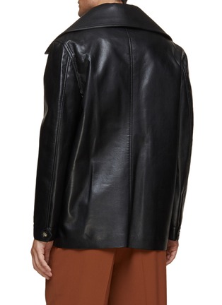 Back View - Click To Enlarge - NANUSHKA - Detachable Collar Flap Four Pocket Leather Jacket