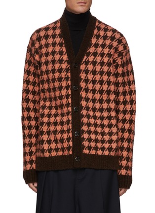 Main View - Click To Enlarge - NANUSHKA - BUTTON UP HOUNDSTOOTH V NECK CARDIGAN