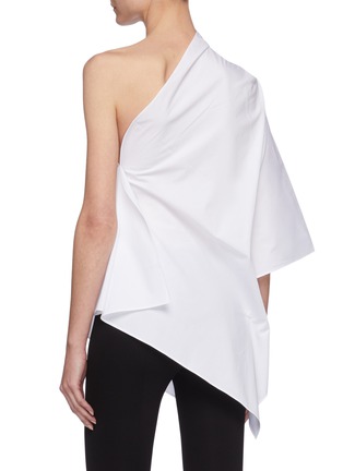 Back View - Click To Enlarge - ROLAND MOURET - Powell' Off Shoulder Asymmetrical Drape Cotton Top