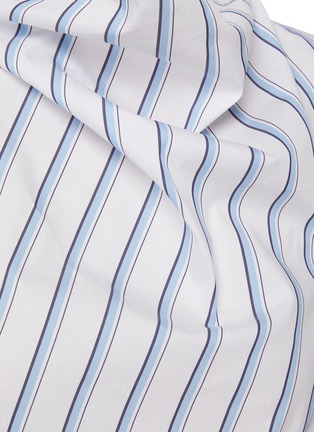  - ROLAND MOURET - Stowe' Cowl Neck Asymmetric Drape Hem Stripe Cotton Top