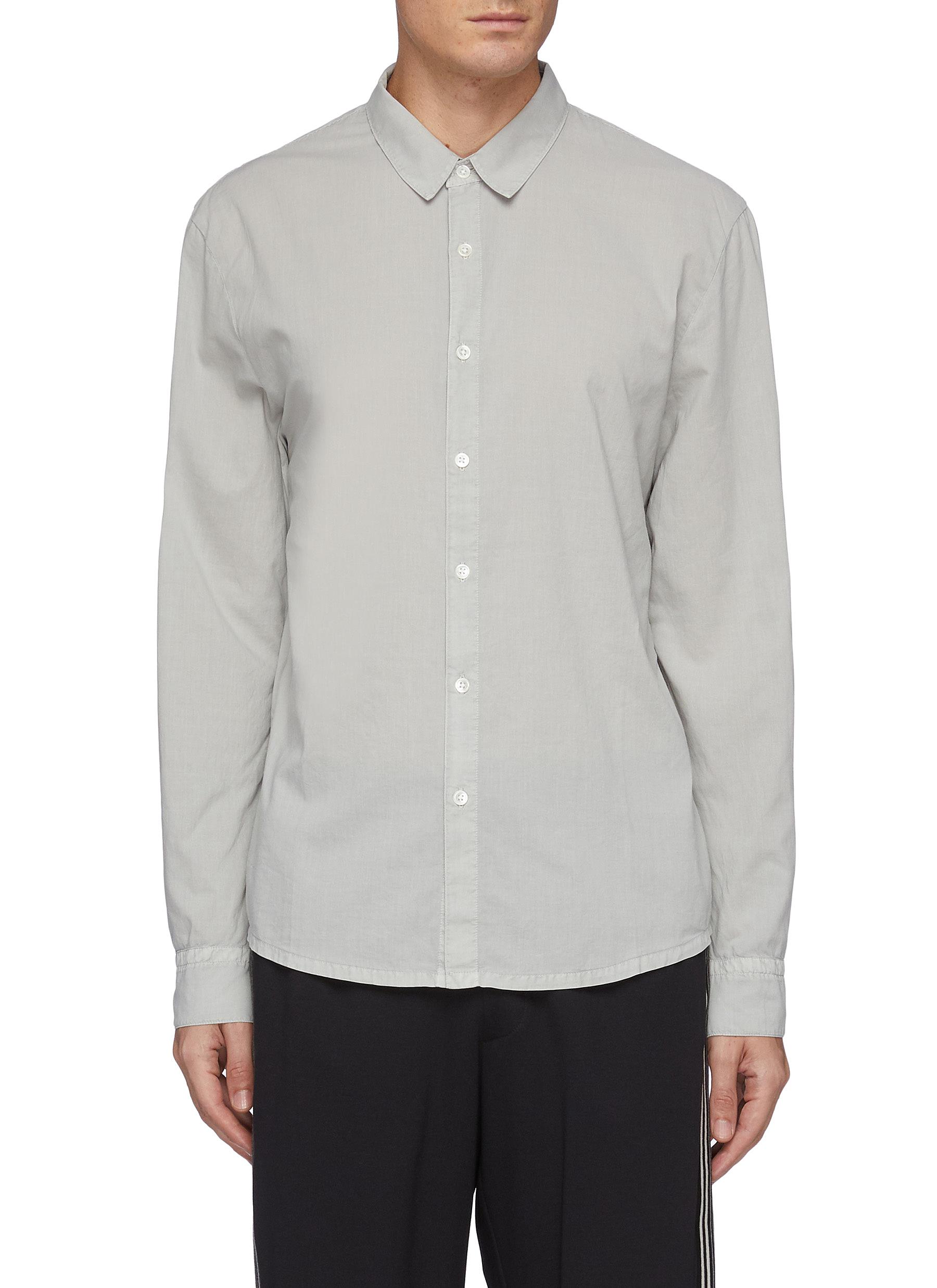 James Perse Cotton Button Up Shirt In Grey