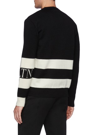 Back View - Click To Enlarge - VALENTINO GARAVANI - Colourblock stripe logo jacquard wool sweater