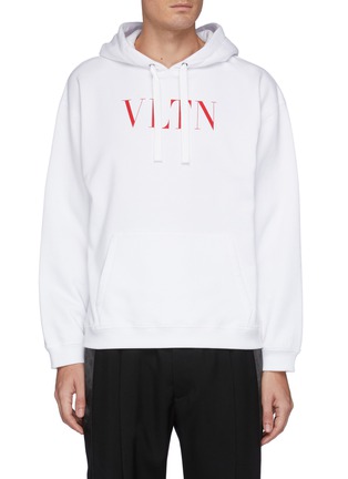 Main View - Click To Enlarge - VALENTINO GARAVANI - Contrast VLTN Logo Print Cotton Jersey Hoodie
