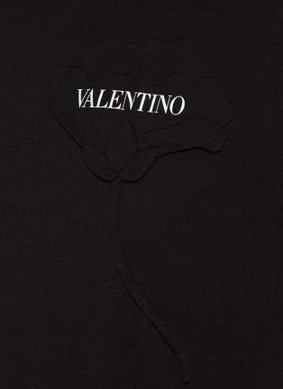  - VALENTINO GARAVANI - Tonal Floral Appliqué Logo Print Cotton Jersey T-shirt