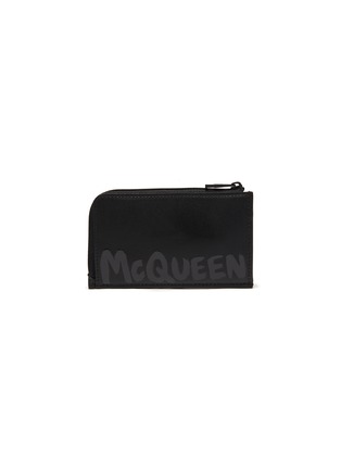 Main View - Click To Enlarge - ALEXANDER MCQUEEN - Graffiti Logo Leather Zip Pouch Card Case