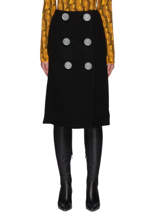 Main View - Click To Enlarge - PRADA - Pencil Skirt With Metalic Buttons