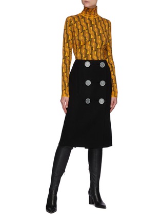 Figure View - Click To Enlarge - PRADA - Pencil Skirt With Metalic Buttons