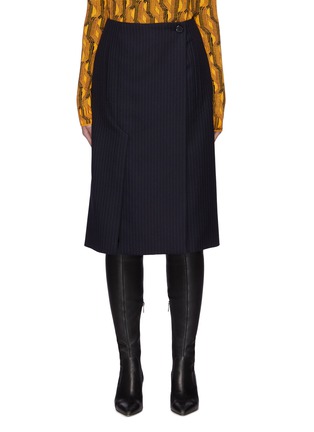 Main View - Click To Enlarge - PRADA - Pinstripe Pencil Skirt with Two-Slit Front